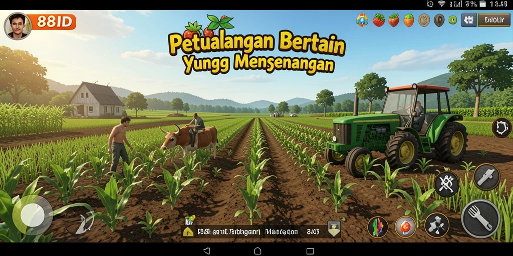 Tampilan gameplay menakjubkan dari 88ID yang menampilkan kebun yang subur.