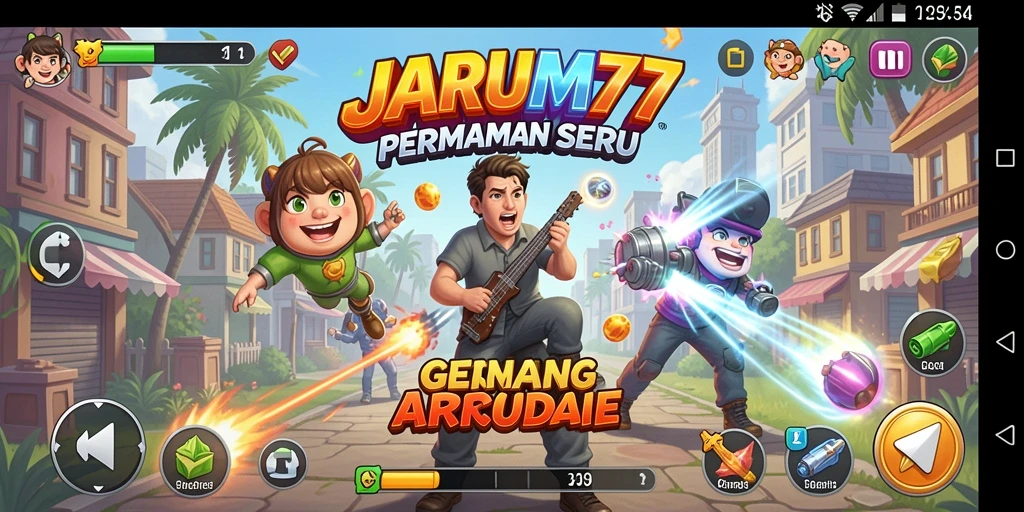 Screenshot menampilkan karakter dalam aksi seru di JARUM77.