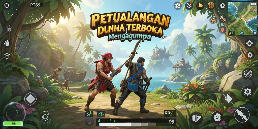 Screenshot gameplay PT89 menampilkan dunia terbuka yang luas dan kaya.
