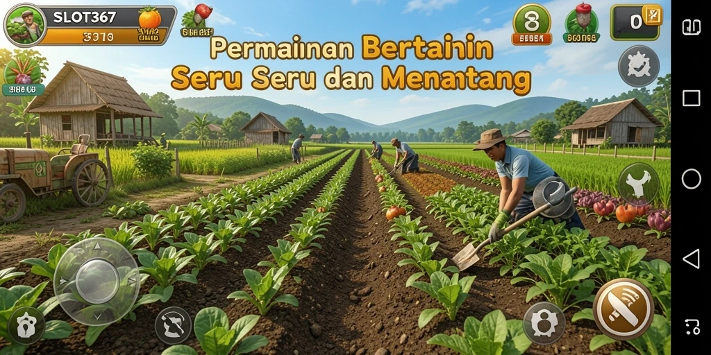 Screenshot utama SLOT367 menampilkan gameplay bertani yang seru dan interaktif.
